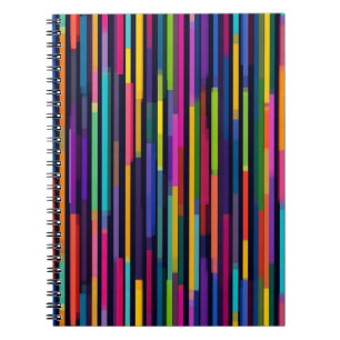 Caderno Espiral Padrão de Faixa Vertical Neon