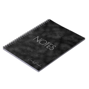 Caderno Espiral Padrão de faixas de brilho preto de luxo