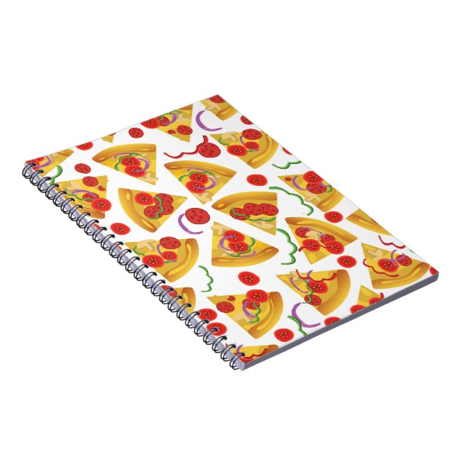 Caderno Espiral Padrão de Fatia de Pizza (Lado Direito)