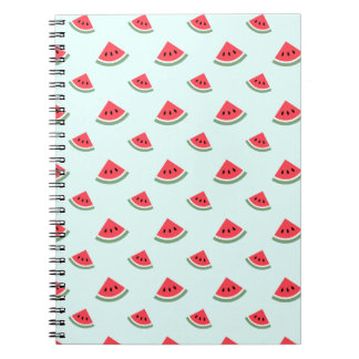 Caderno Espiral Padrão de fatias de melancia vermelho de Verão