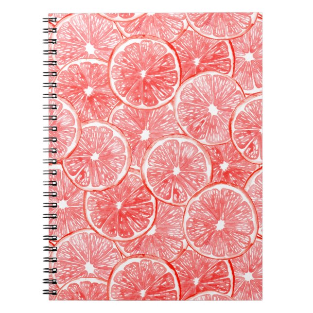 Caderno Espiral Padrão de fatias de toranja d'água (Frente)