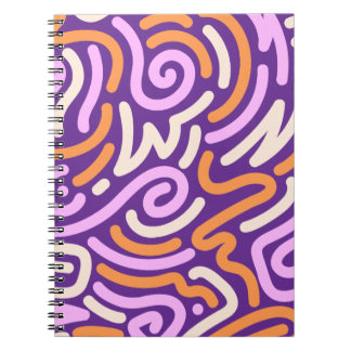 Caderno Espiral Padrão de fita espiral ígnea roxa e rosa