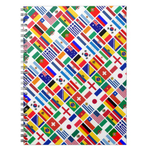 Caderno Espiral Padrão de flags SOCCER 2014
