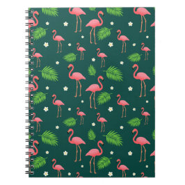 Caderno Espiral Padrão de Flamingo Tropical