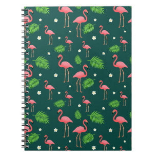 Caderno Espiral Padrão de Flamingo Tropical