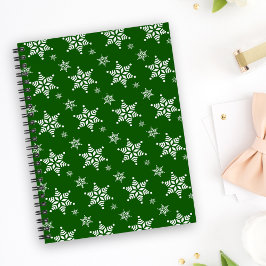 Caderno Espiral Padrão de Floco de Neve, Flocos de Neve Brancos, N