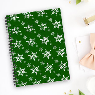 Caderno Espiral Padrão de Floco de Neve, Flocos de Neve Brancos, N