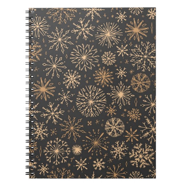 Caderno Espiral Padrão de flocos de neve (Frente)
