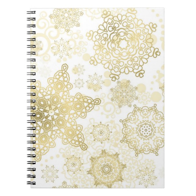 Caderno Espiral Padrão de flocos de neve (Frente)