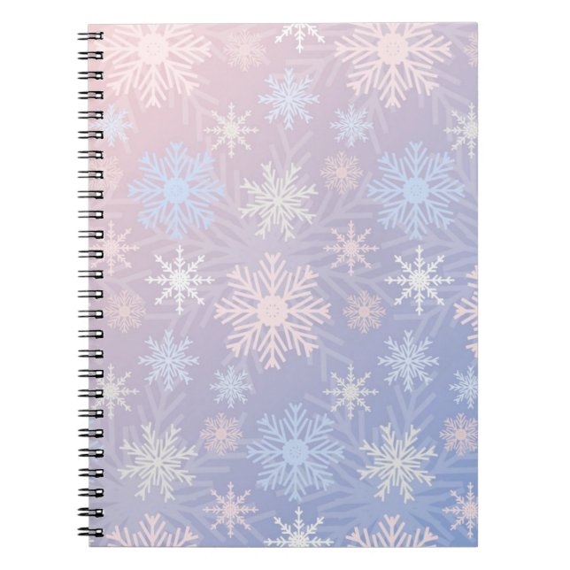 Caderno Espiral Padrão de flocos de neve (Frente)
