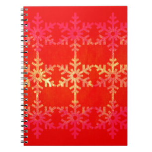 Caderno Espiral Padrão de flocos de neve de Natal