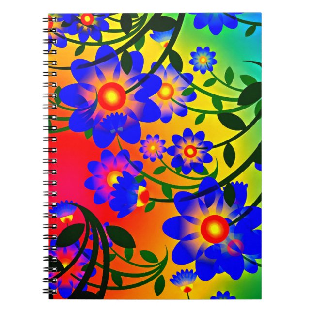 Caderno Espiral Padrão de Flor (Frente)