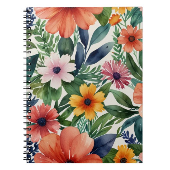 Caderno Espiral Padrão de Flor (Frente)