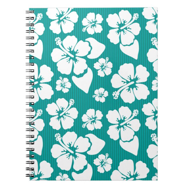Caderno Espiral Padrão de Flor de Hibiscus Havaiano (Frente)
