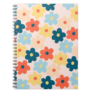 Caderno Espiral Padrão de Flor de Hippie Colorida