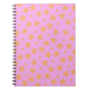 Caderno Espiral Padrão de Flor de Hippie Cor-de-Rosa-Cor-de-Pré-Pi