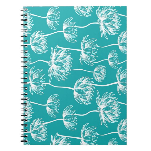 Caderno Espiral Padrão de Flor de Lotus (Frente)