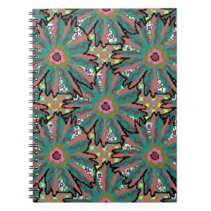 Caderno Espiral Padrão de flor de vindima. Estilo de porta, primav