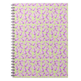 Caderno Espiral Padrão de flor lilás magenta rosa