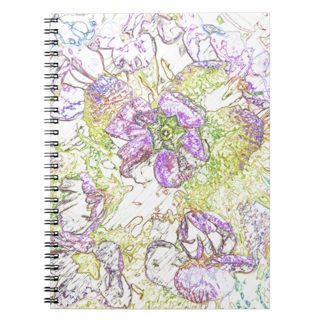 Caderno Espiral padrão de flor pintado (Frente)