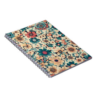 Caderno Espiral Padrão de Flor Primavera boêmica