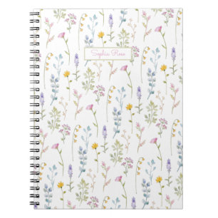 Caderno Espiral Padrão de Flor Selvagem Cuta