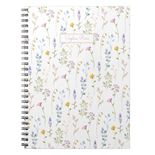 Caderno Espiral Padrão de Flor Selvagem Cuta (Frente)