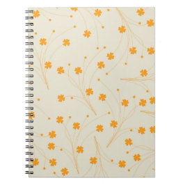 Caderno Espiral Padrão de Flor Y2K 70s do Orange Beige Retro
