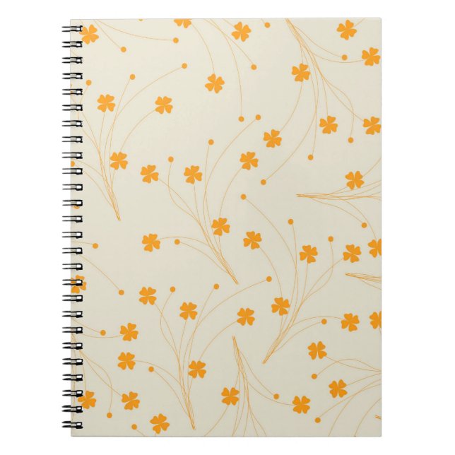 Caderno Espiral Padrão de Flor Y2K 70s do Orange Beige Retro (Frente)