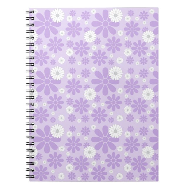 Caderno Espiral Padrão de Florais Pastel LAVANDA (Frente)