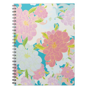 Caderno Espiral Padrão de flores