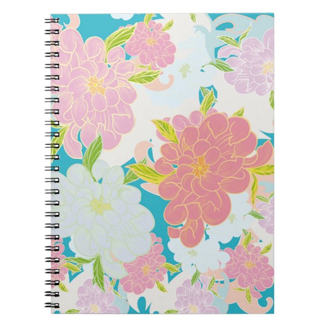 Caderno Espiral padrão de flores (Frente)