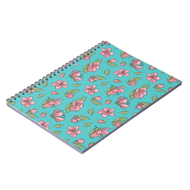 Caderno Espiral Padrão de flores (Left Side)