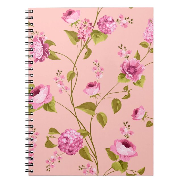 Caderno Espiral Padrão de Flores 17 (Frente)