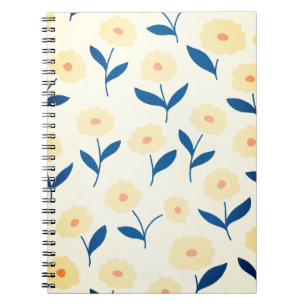 Caderno Espiral Padrão de Flores Amarelas Chic Boho Cute