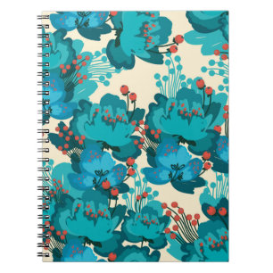 Caderno Espiral Padrão de flores da vindima