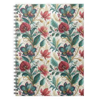 Caderno Espiral Padrão de Flores do Jardim Botânico Floral Elegant