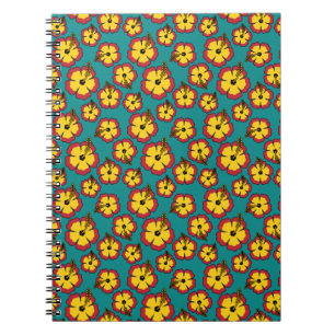 Caderno Espiral Padrão de Flores Tropicais do Hibiscus Vermelho Am