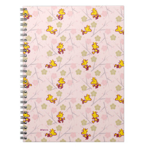 Caderno Espiral Padrão de Florestal Rosa de Cereja