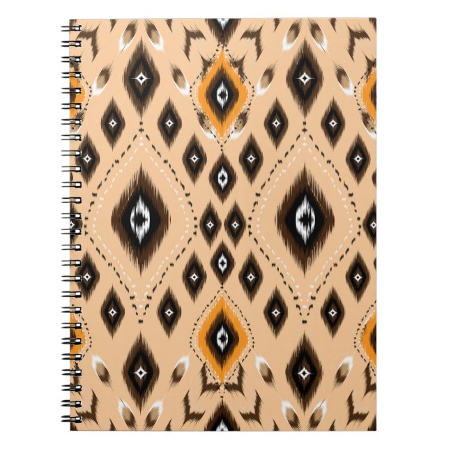 Caderno Espiral Padrão de Folclore Geométrico Geométrico Ikat (Frente)