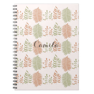 Caderno Espiral Padrão de Folha de Folha Vermelhos Verdes Verdes V