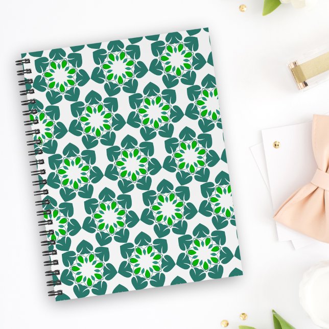 Caderno Espiral Padrão De Folha, Padrão De Folhas, Folhas Verdes (Criador carregado)