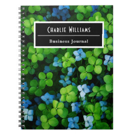 Caderno Espiral Padrão de folha verde azul | Espiral Personalizada