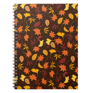 Caderno Espiral Padrão de Folhas de Maple