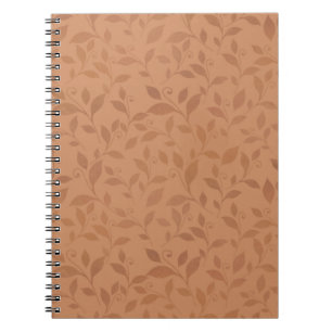 Caderno Espiral Padrão de Folhas de outono de Abstrato castanho le