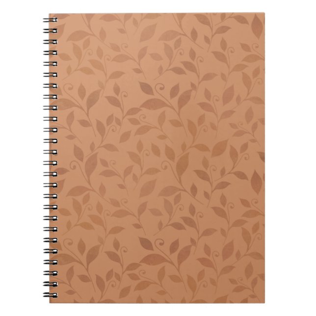 Caderno Espiral Padrão de Folhas de outono de Abstrato castanho le (Frente)