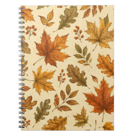 Caderno Espiral Padrão de Folhas de Outono | Folhagem de Outono em