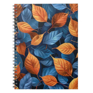 Caderno Espiral Padrão de folhas multicolorido