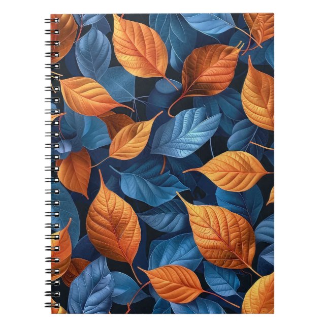 Caderno Espiral Padrão de folhas multicolorido (Frente)