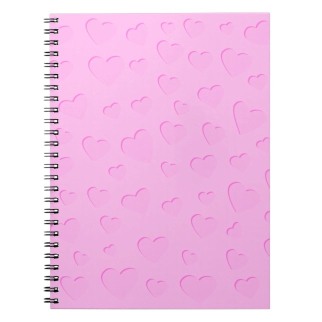 Caderno Espiral Padrão de Forma Coração Cortado Rosa (Frente)
